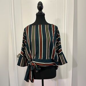 She + Sky Green & Orange Striped – ~21.5 P2P – Size M